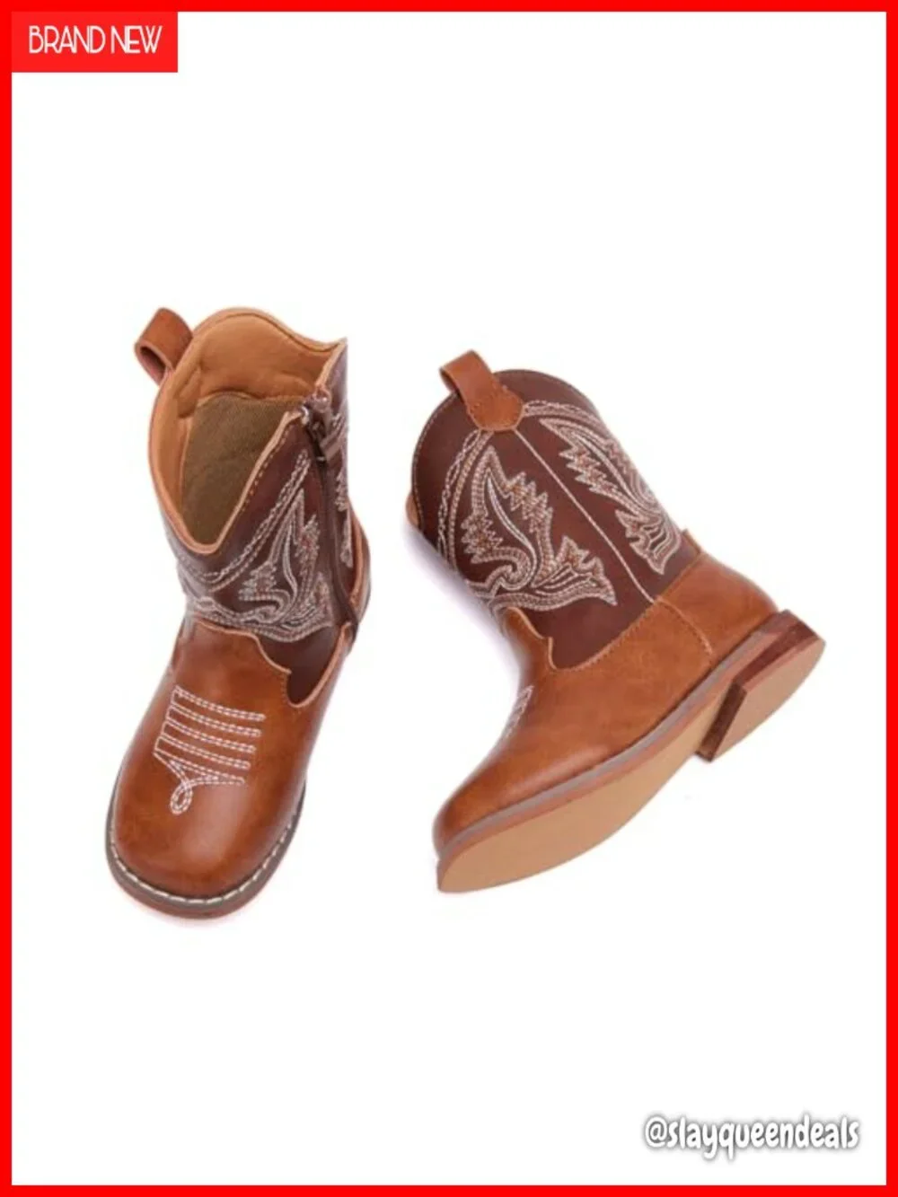 Toddler Western Cowboy Boots Microfiber Side Zipper Anti-Slip Cowgirl Boots